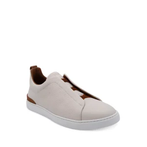 BEIGE AND BROWN LEATHER SNEAKERS