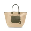 BEIGE AND GREEN RAFFIA LA PANIER PLIAGE L TOTES