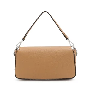 BEIGE LEATHER BAGUETTE SHOULDER BAG