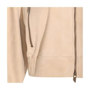 BEIGE LEATHER CASUAL JACKET
