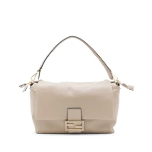 BEIGE LEATHER MAMMA BAGUETTE LARGE SHOULDER BAG