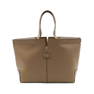 BEIGE LEATHER TOP HANDLE BAG