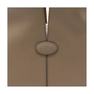 BEIGE LEATHER TOP HANDLE BAG