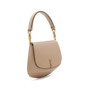 BEIGE LEATHER VOLTAIRE SHOULDER BAG
