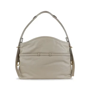BEIGE LEATHER VOYOU MEDIUM SHOULDER BAG