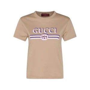 BEIGE MULTICOLOUR COTTON T-SHIRT