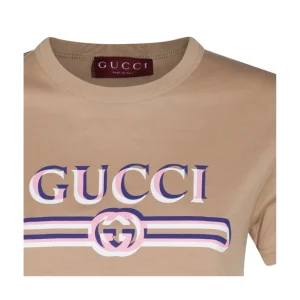 BEIGE MULTICOLOUR COTTON T-SHIRT