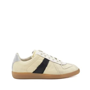 BLACK AND BEIGE LEATHER SNEAKERS