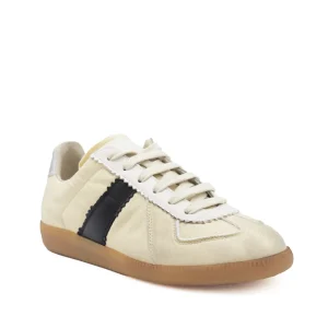 BLACK AND BEIGE LEATHER SNEAKERS