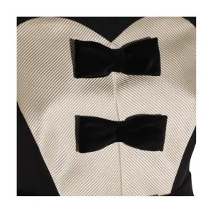 BLACK AND BEIGE WOOL AND SILK DRESS