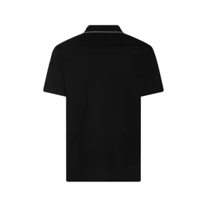 BLACK AND GOLD-TONE COTTON POLO SHIRT