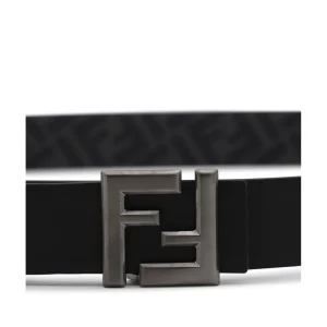 BLACK AND GREY LEATHER BELT