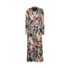 BLACK AND MULTICOLOR VISCOSE DRESS
