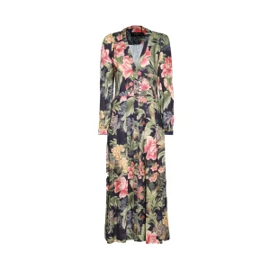 BLACK AND MULTICOLOR VISCOSE DRESS