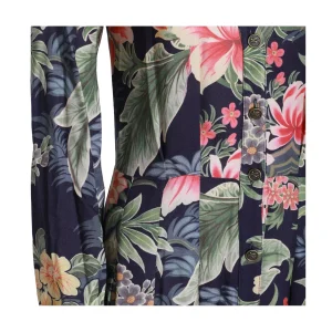 BLACK AND MULTICOLOR VISCOSE DRESS