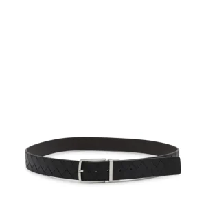 BLACK AND SILVER LEATHER BELT