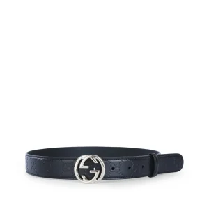 BLACK AND SILVER LEATHER BELT