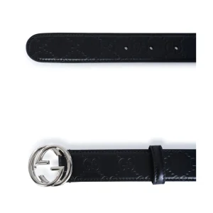 BLACK AND SILVER LEATHER BELT