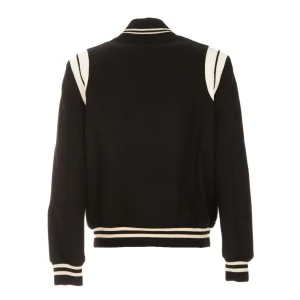 BLACK AND WHITE WOOL BLEND CASUAL JACKET