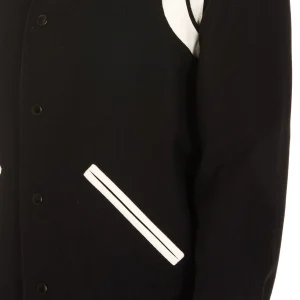 BLACK AND WHITE WOOL BLEND CASUAL JACKET