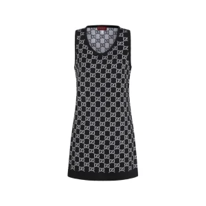 BLACK AND WHITE WOOL DRESS