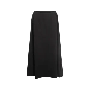 BLACK COTTON MIDI SKIRT