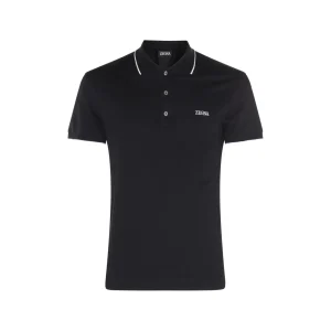 BLACK COTTON POLO SHIRT