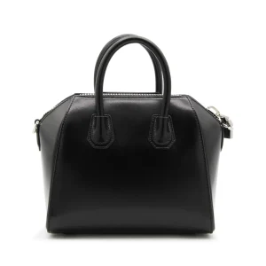 BLACK LEATHER ANTIGONA MINI TOP HANDLE BAG