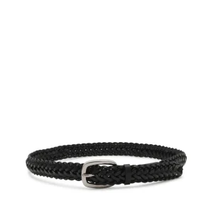 BLACK LEATHER BRAIDED BELT