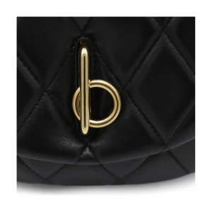 BLACK LEATHER CHAIN ROCKING SHOULDER BAG