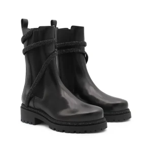 BLACK LEATHER CLEO BOOTS