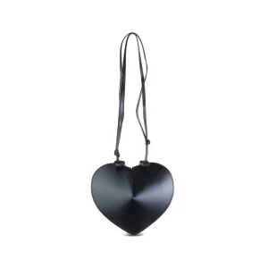 BLACK LEATHER COEUR SHOULDER BAG