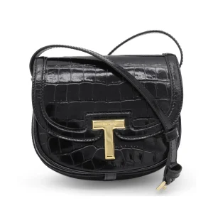 BLACK LEATHER CROSSBODY BAG
