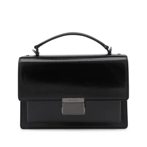 BLACK LEATHER CROSSBODY BAG