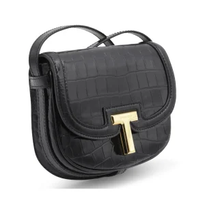 BLACK LEATHER CROSSBODY BAG