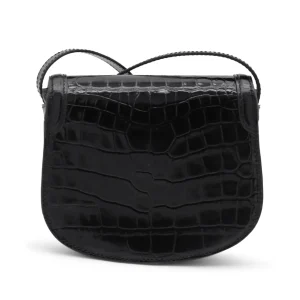 BLACK LEATHER CROSSBODY BAG