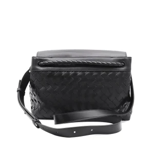 BLACK LEATHER CROSSBODY BAG