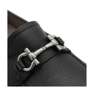 BLACK LEATHER DRIVER GANCINI LOAFERS