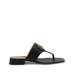 BLACK LEATHER FLATS