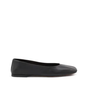 BLACK LEATHER FLATS