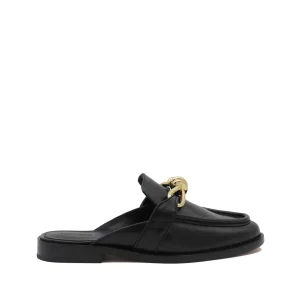 BLACK LEATHER FLATS