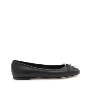 BLACK LEATHER FLATS