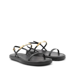 BLACK LEATHER FLATS