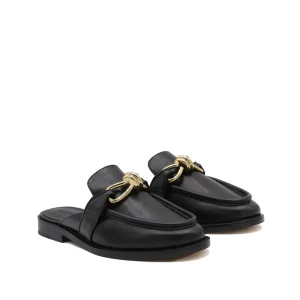 BLACK LEATHER FLATS
