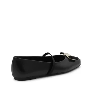 BLACK LEATHER FLATS