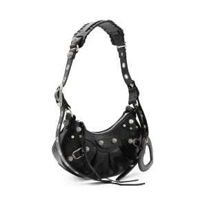 BLACK LEATHER LE CAGOLE XS SHOULDER BAG
