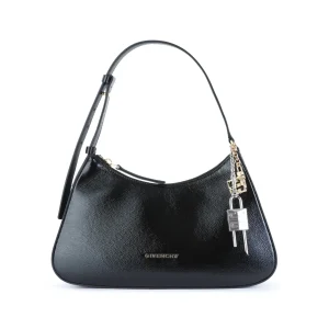 BLACK LEATHER LUCKY LOCK SHOULDER BAG