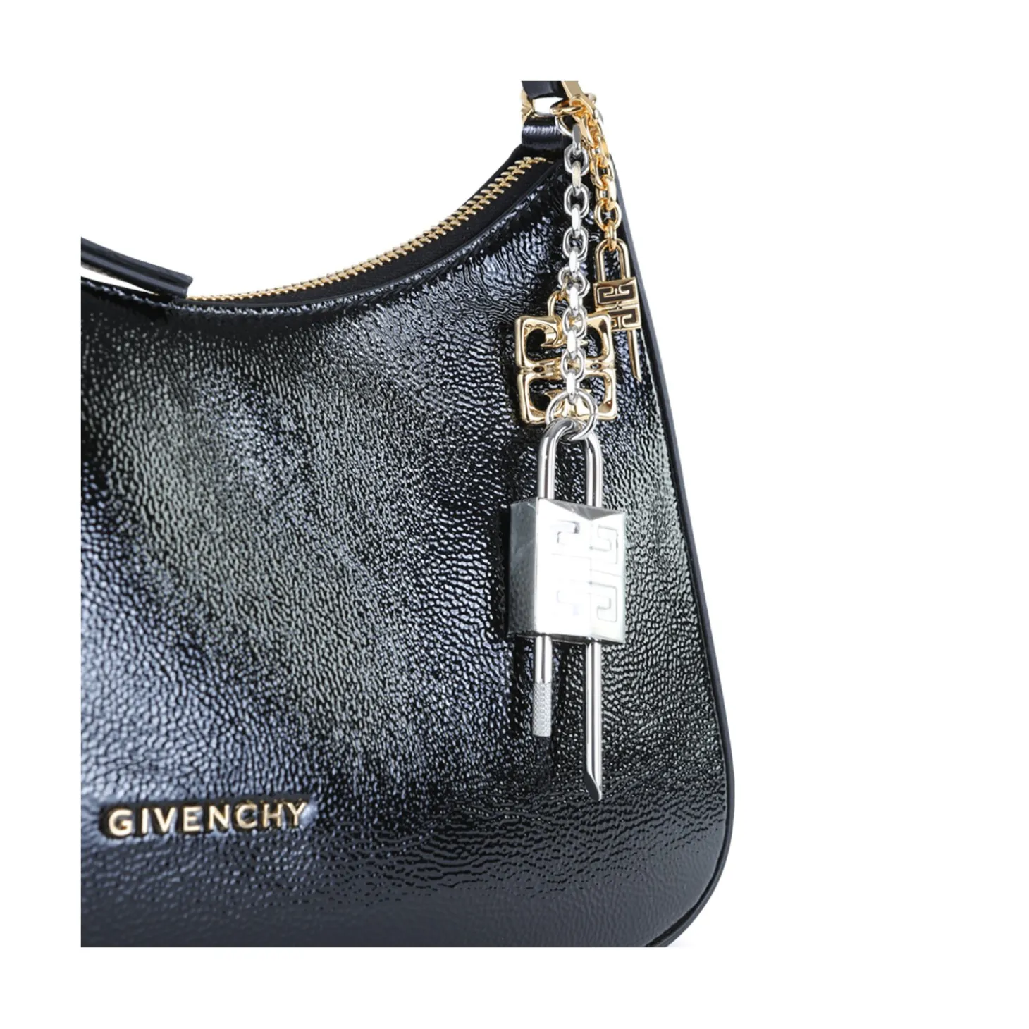 black_leather_lucky_lock__3.webp BLACK LEATHER LUCKY LOCK SHOULDER BAG