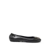 BLACK LEATHER MINNIE BALLERINA SHOES