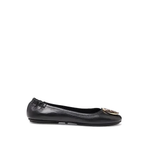 BLACK LEATHER MINNIE BALLERINA SHOES